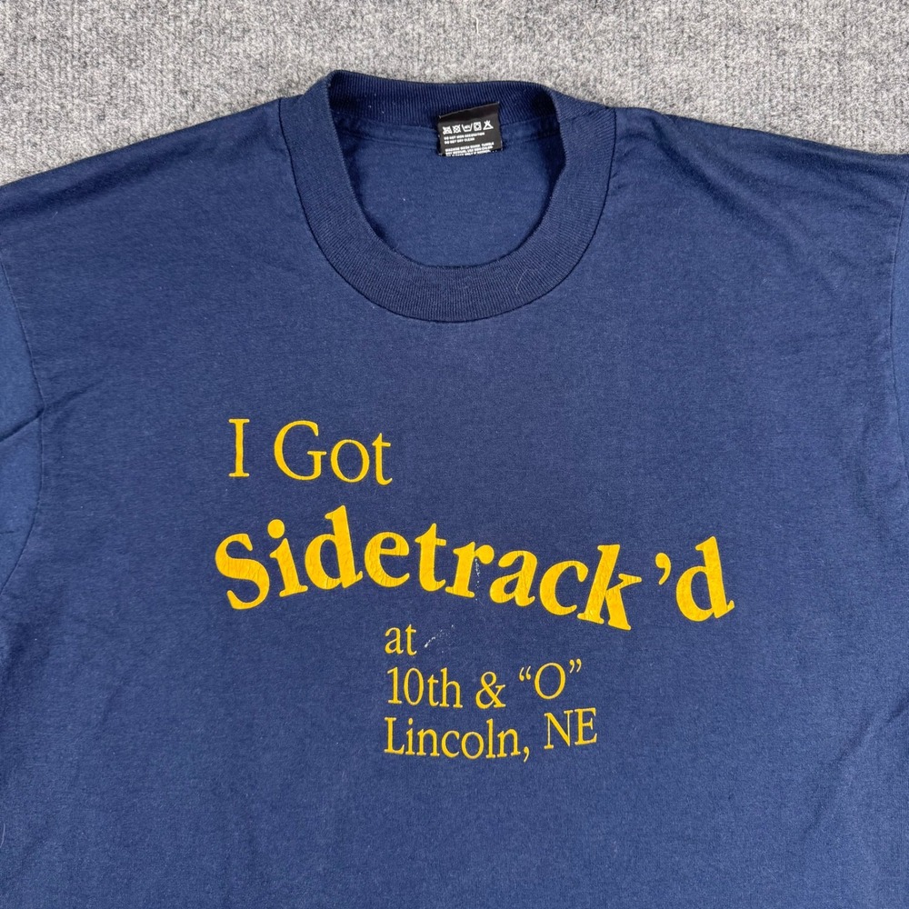 Screen Stars Best T-Shirt Mens XL Navy Blue Vintage Sidetrackd Lincoln NE USA
